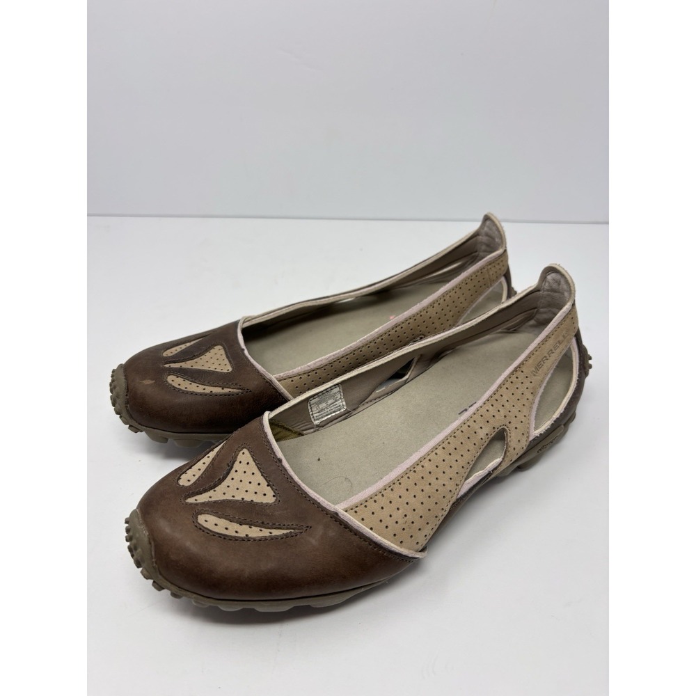 Merrell Oceania Sand Brown Leather Womens Size 6.5 Slip On Shoes Vibram Sole